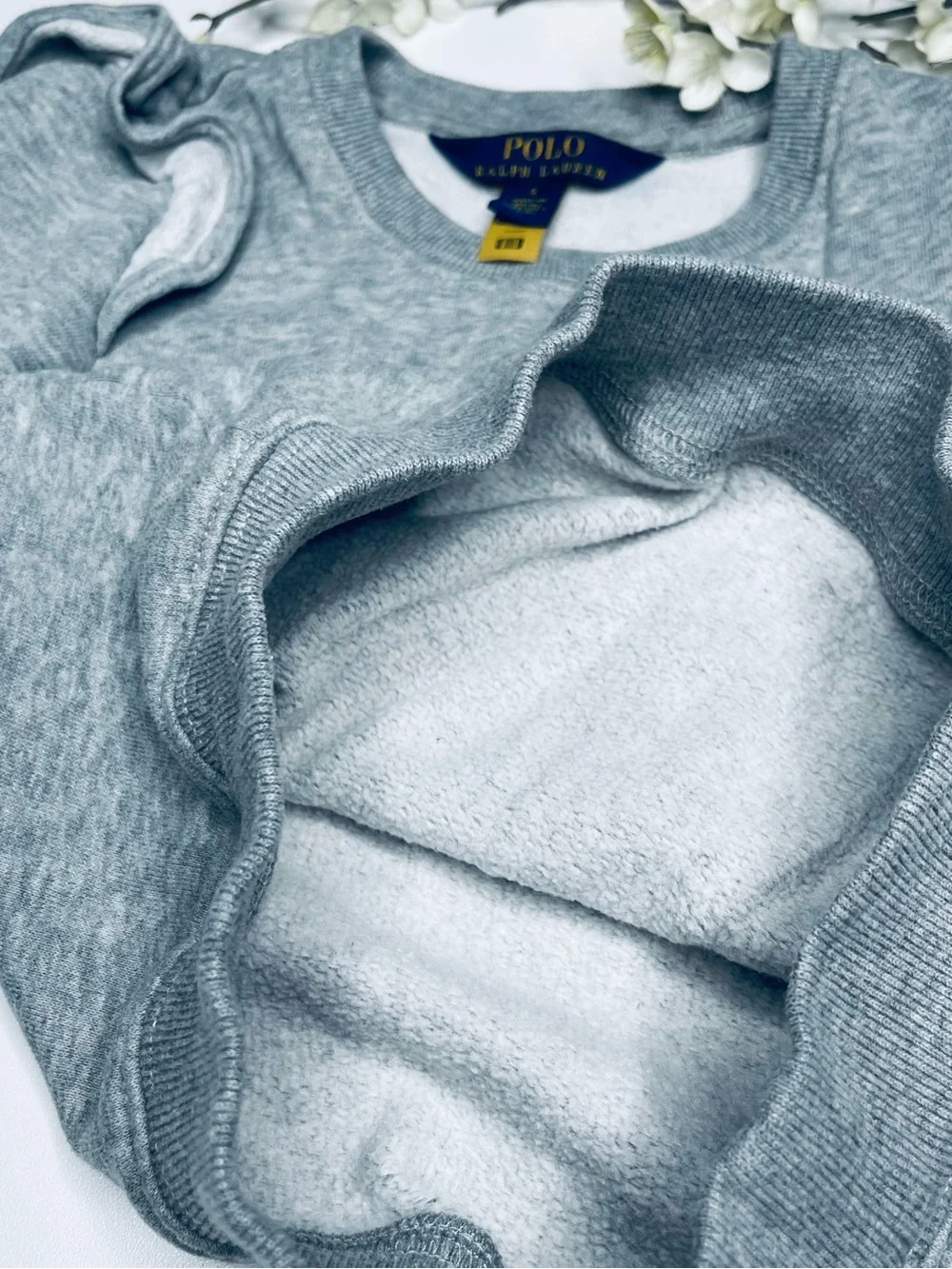 Polo by Ralph Lauren Light Gray Ruffle Shoulder Sweatshirt